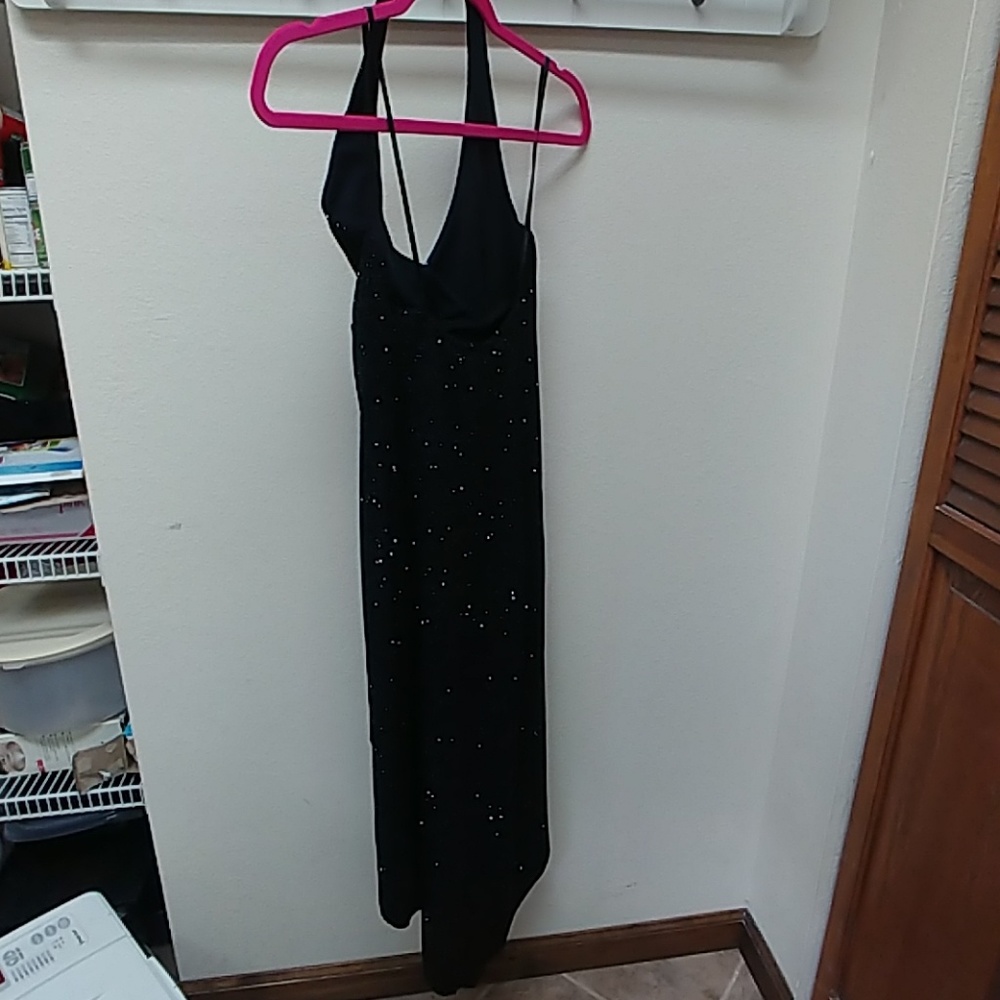 Hi low dark blue dress